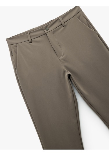 Koton Slim Fit Cep Detaylı Düğmeli Esnek Kumaş Pantolon Vizon 6wam40084hw Vizon