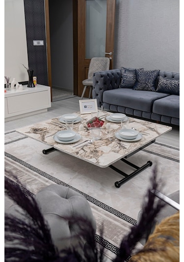 Juppo Üst Tabla Mdf Beyaz Mermer Oval Köşe Alt Siyah İçe K