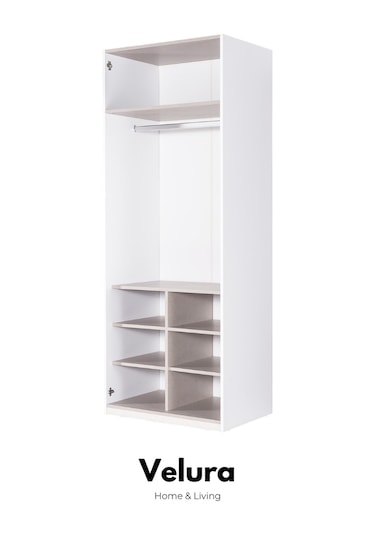 Legna 10 Kapaklı Aynalı Köşe Gardırop Dolap Beyaz - Ceviz