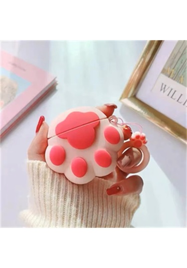 Apple Airpods Pro 3. Nesil 2025 Uyumlu Figürlü Silikon Kılıf Anahtarlıklı Kılıf Koyu Pembe