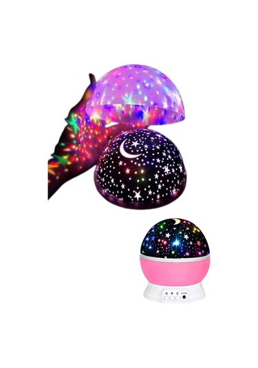 Yıldızlı Gece Lambası Mor Projeksiyon Görünümlü Masa Lambası Renk Değiştirebilen Çok Renkli