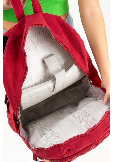 Ultra Hafif Çok Cepli Krinkıl Sırt Çantası Kırmızı Model: 571-3b - Kırmızı