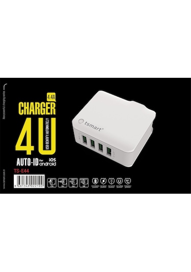 Tsmart Micro Usb Şarj Kablolu Tsmart 4 Usb Seyahat Şarj Cihazı