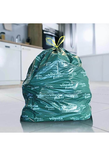 Vileda Ecobag Büzgülü Çöp Torbası Küçük Boy Gri 3 x 15'li 45 x 55 CM