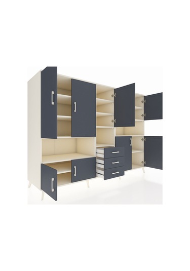 Kronos Dolap 13 Raflı 3 Çekmeceli 9 Kapaklı 220x59x163 Aytaşı-ant Aytaşı-antrasit