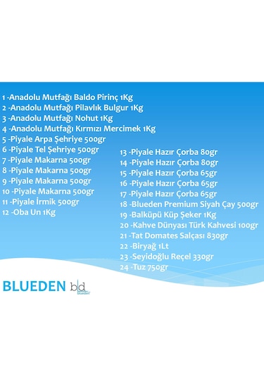 Blueden Kurban Kumanya Yardım Erzak Kolisi 24 Parça 3 Nolu Paket