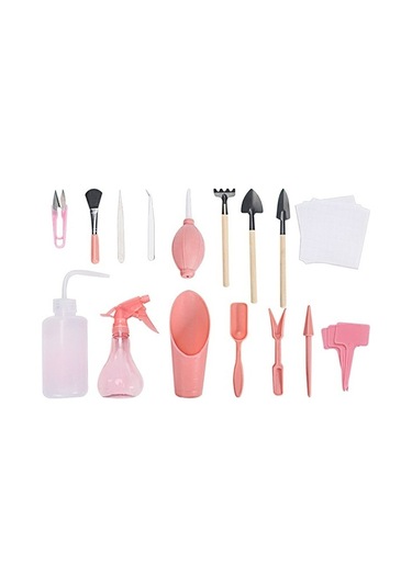 16 Parça Suculant Nakil Ekipman Seti Çiçek Bahçeciliği Mini Bahçe Malzemeleri Etli Saksı Bitkileri Pembe