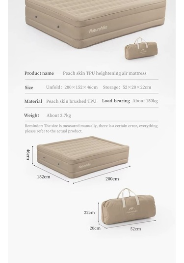 Naturehike Double Şişme Yatak Bej