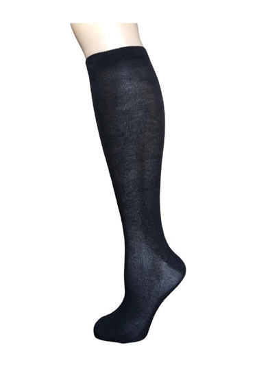 Desıgn Pamuklu Çocuk Dizaltı Okul Çorabı-siyah