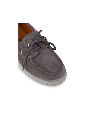 Deery Kadın Hakiki Süet Gri Marin Loafer - 02036zgrıc01