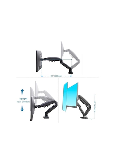 Vontech F160 Amortisörlü Çiftli 17-27'' Masa Üstü Monitör Tutucu
