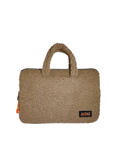 Jacbag Teddy Peluş Bej/turuncu Kız Çocuk Notebook Laptop Ve Evrak Çantası Çok Renkli