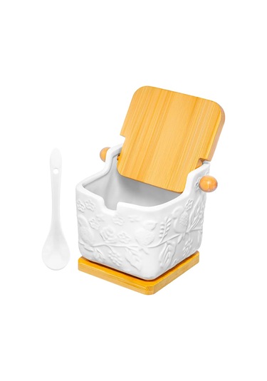 Elan Gallery 300 Ml Dökme Ürünler İçin Dal Üzerinde Kuşlar Kavanozu 391644755 Beyaz