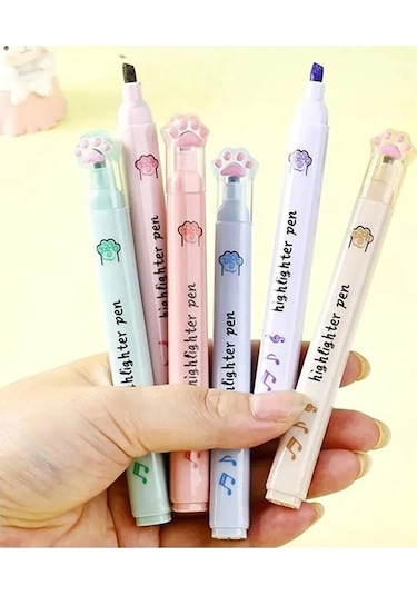 6'lı Pati Başlıklı Keçeli Kalem Renkli Çok Renkli