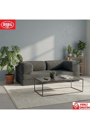 Pleasant K180x90 Sünger Kanepe Modüler Kadife Kumaşlı Koltuk Antrasit