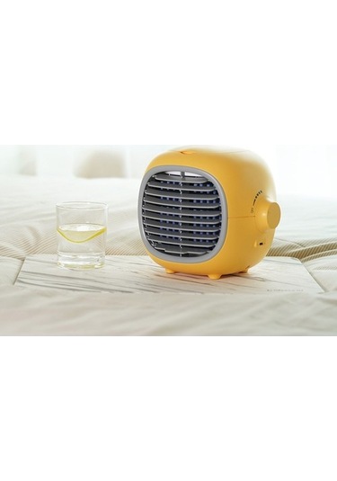 Hava Soğutucu Çok Kademeli Rüzgar Hızı Ayarlanabilir Şarj Sessiz, Sarı 8407 Sarı