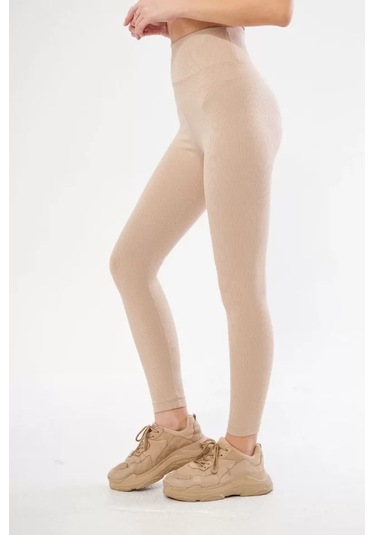 Supplierby Yüksek Bel Fitilli Tayt - Bej Bej