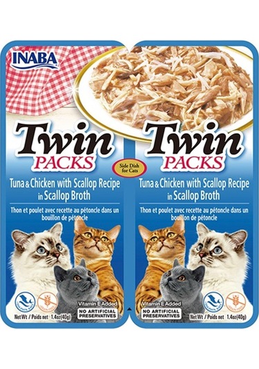 Ciao Twins Churu Ton Balıklı , Tavuklu Deniz Taraklı Kedi Çorbası 2 X 40 Gr
