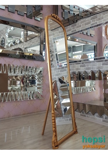 Matmazel Model Varaklı Ayaklı Boy Aynası Altın