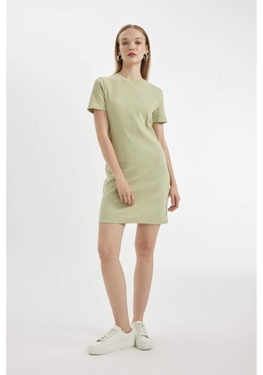 DeFacto Coool Bodycon Vücudu Saran Bisiklet Yaka Fitilli Kaşkorse Kısa Kollu Mini Elbise C1503AX24SPKH439 DeFacto Coool Bodycon Vücudu Saran Bisiklet Yaka Fitilli Kaşkorse Kısa Kollu Mini Elbise C1503AX24SPKH439