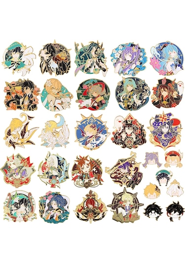 Oyun Genshin Etki Emaye Pim Anime Wendi Zhongli Keqing Tartaglia Hu Tao Xingqiu Xingqiu Çok Renkli