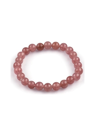 Çilek Kuvars Doğal Taş Bileklik 8mm Küre Kesim Çok Renkli