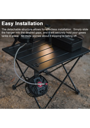 Geeksen Stainless Steel Outdoor Gas Tank Hanger - Black Detachable Secure Hook For Camping Picnic Igt Table 1-25mm Gap Siyah