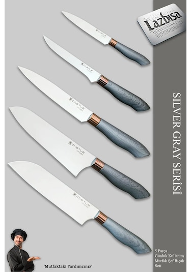 Silver Gray Serisi Mutfak Bıçak Et Sebze 3 Lü Şef Bıçağı Mft-568