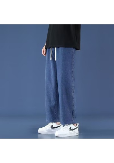 Erkek İlkbahar/yaz 2025 Yeni Kısa Kot Pantolon Koyu Mavi