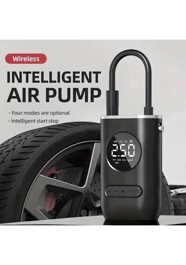 Xuweiwei Siyah Usb Şarjlı Led Işıklı 150 Psı Taşınabilir Lastik Şişirici Araba Motosiklet Bisiklet Dijital Hava Kompresörü Abs Malzeme Hediyelik