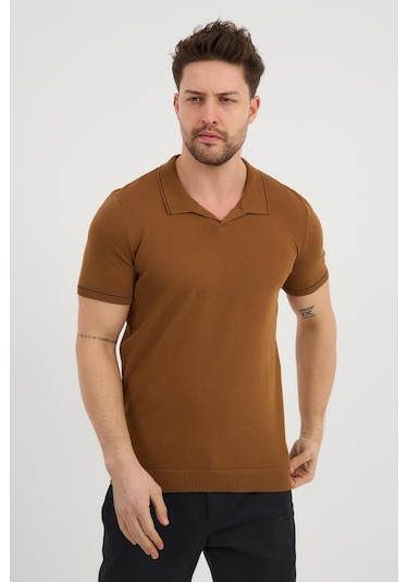 Alexander Gardi Alexandergardı Resort Yaka Triko T-shirt Taba