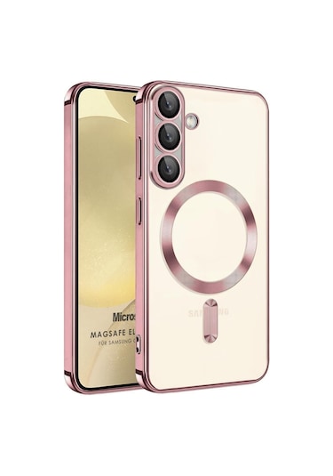 Microsonic Samsung Galaxy Uyumlu A37 Kılıf Magsafe Luxury Electroplate Rose Gold -