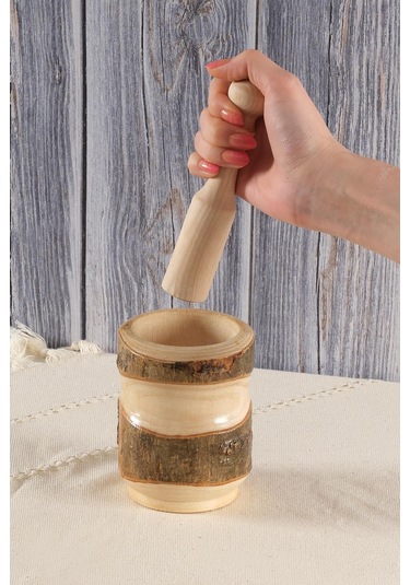 Ahşap Havan Sarımsak Baharat Döveceği Seti