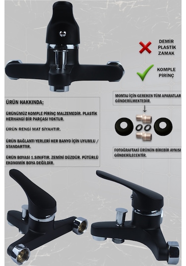 02-44 Lavabo Banyo Bataryası Robot Duş Takımı Musluk Armatür Siyah Beyaz Krom Gold Renkler Siyah - Krom