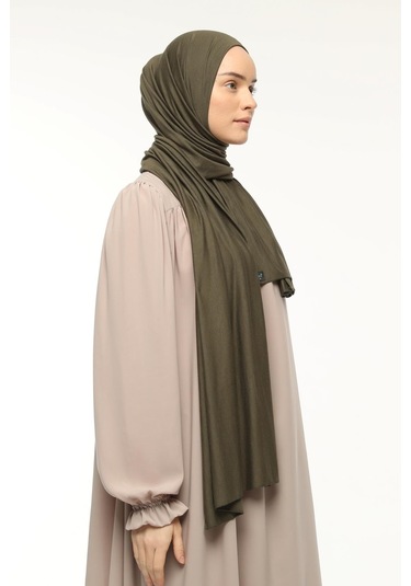 Tesettür Penye Şal Düz Asker Yeşili