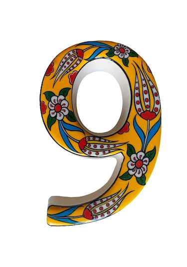 Seramik Kapı Adres Numaraları (0-9) Sarı Lale Desen