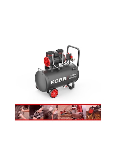 Kobb Kbk50s 2.0hp 50lt 8bar Yağsız Sessiz Taşınabilir Hava Kompresörü