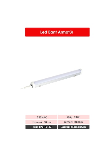 Momentum Lineer Led Armatür T10 7000k 230vac 20w 60cm Epl-15187 Beyaz