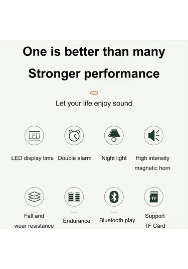 Geeroyoo Beyaz Taşınabilir Bluetooth Hoparlör - Dijital Saat, Fm Radyo, Tf Kart Desteği, Usb Şarjlı Ev Ve Dışarı Kullanımı