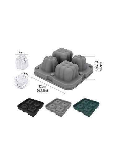 2'si 1 Arada Buz Küpü Tepsisi Yeniden Kullanılabilir Silikon Buz Yapma Kalıbı, Huni + Buz Kelepçesi Bpa İçermez, Fda Sertifikası Yok - Gri