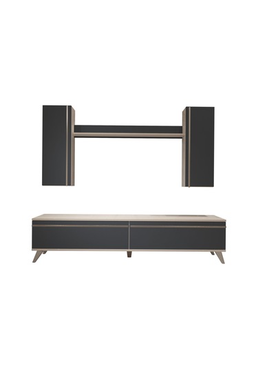 Decoraktiv Eko 5d Mdf Std Retro Tv Ünitesi Tv Sehpası - Beyaz Antrasit Beyaz - Antrasit