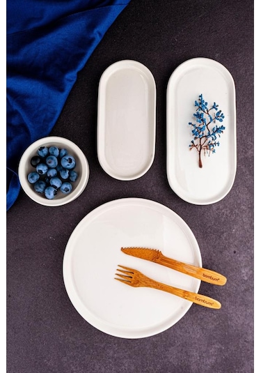 Bambum Vera - 11 Parça Kahvaltı Takımı Yuvarlak Beyaz