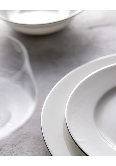 Madame Coco Galena 6 Kişilik 24 Parça Yemek Takımı - Beyaz/silver 8684427193433 Çok Renkli
