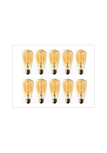Akkor Aydınlatma ST64 40W Armut Tipi Rustik Edison Ampul 10 Adet