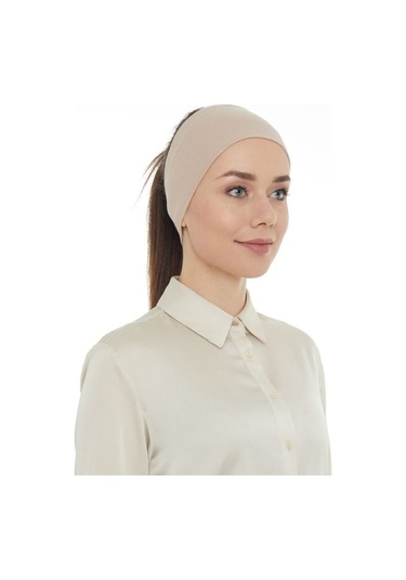 Sihirli Yapışkanlı Kaymayan Bandana Spor Bone Krem Krem