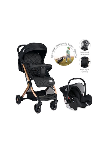 Lorelli Fiorano Kabin Boy & Travel Set Bebek Arabası - Black