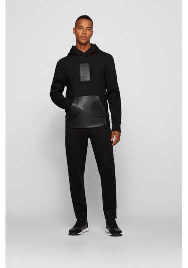HUGO BOSS JERSEY TROUSERS PAMUK KARIŞIMLI, KAVİSLİ LOGOLU EŞOFMAN Siyah