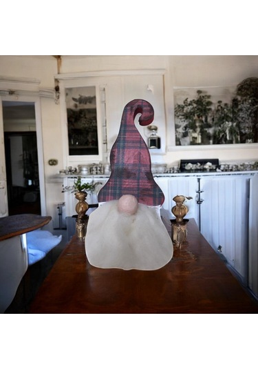 Gnome, Burnuk, Sakallı Kafadar Ekoseli Ahşap Dekor