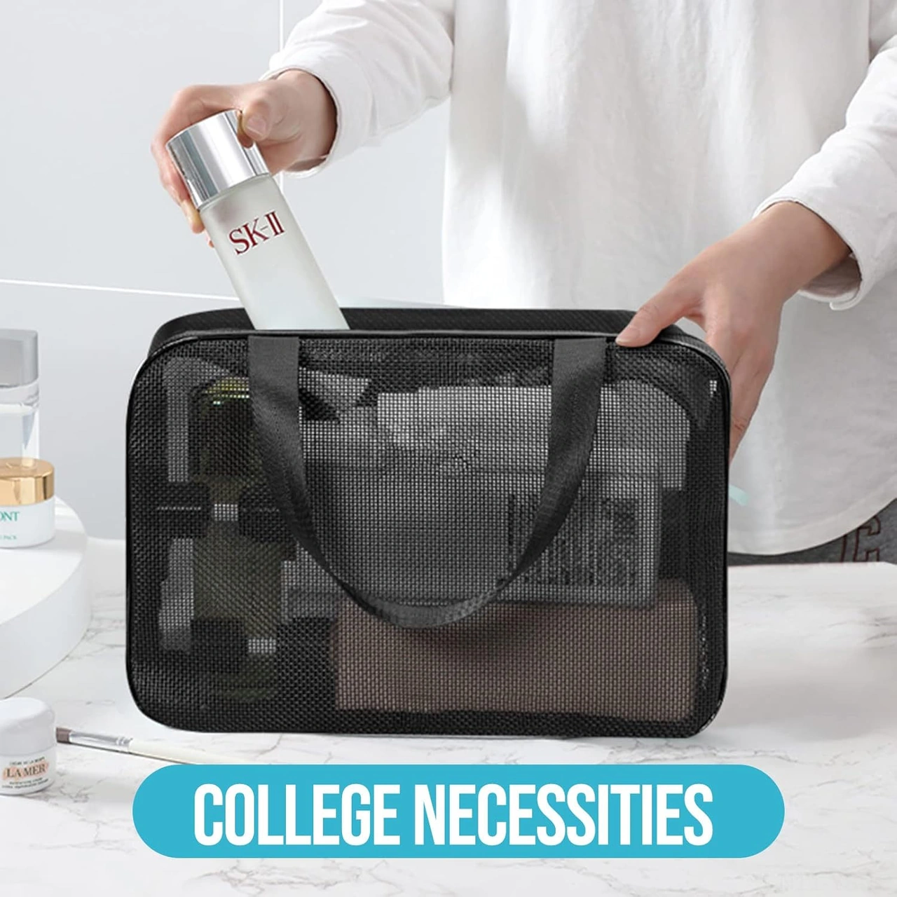 Yunboo Büyük Boy Siyah Taşınabilir Duş Ve Spor Gereçleri Çantası - Kişisel Bakım, Yurt Odası, Spor Salonu İçin Organize Etme Siyah