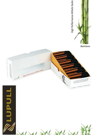 Collection 6 Çift Bambu Spor Dikişsiz Performans Kısa Patik Erkek Siyah